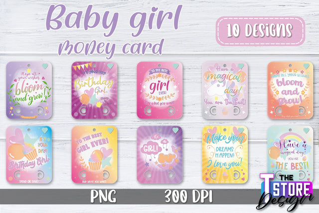 Baby Girl Money Card PNG Design | Girl Money Holder | Baby PNG Sublimation The T Store Design 