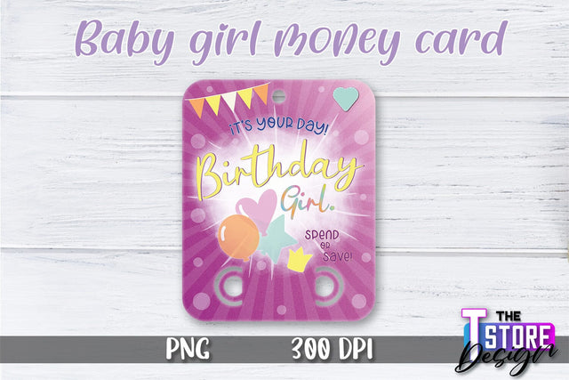 Baby Girl Money Card PNG Design | Girl Money Holder | Baby PNG Sublimation The T Store Design 