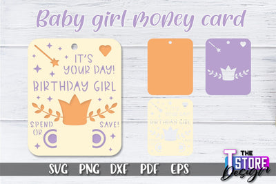 Baby Girl Money Card SVG | Baby Girl Money Holder | Happy Birthday Design SVG The T Store Design 