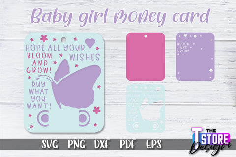 Baby Girl Money Card SVG | Baby Girl Money Holder | Happy Birthday Design SVG The T Store Design 