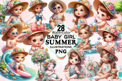 Baby Girl Summer Sublimation Clipart Bundle Sublimation SVGArt 