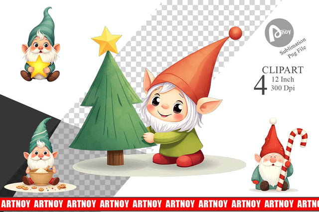 Baby Gnome Christmas Clipart Sublimation artnoy 