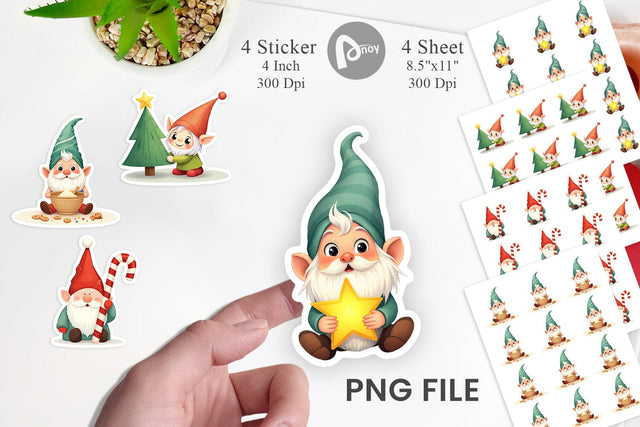 Baby Gnome Christmas Sticker Sublimation artnoy 
