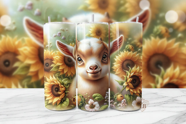 Baby Goat and Sunflowers Tumbler Wrap Sublimation BijouBay 