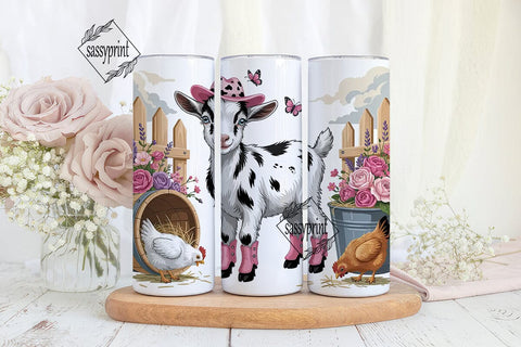 Baby Goat Cowboy 20oz Tumbler Wrap Sublimation sassyprint 