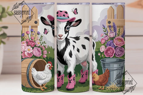 Baby Goat Cowboy 20oz Tumbler Wrap Sublimation sassyprint 