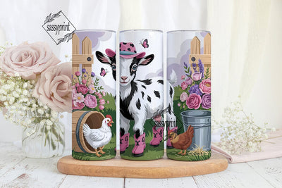Baby Goat Cowboy 20oz Tumbler Wrap Sublimation sassyprint 
