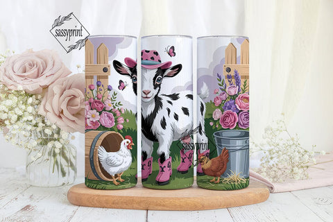 Baby Goat Cowboy 20oz Tumbler Wrap Sublimation sassyprint 