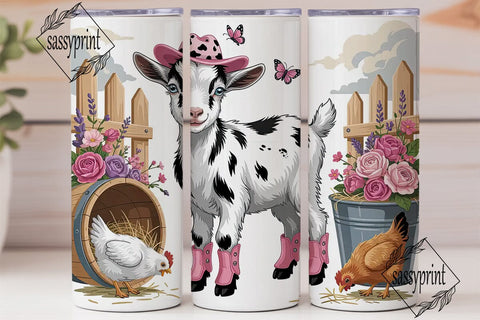 Baby Goat Cowboy 20oz Tumbler Wrap Sublimation sassyprint 