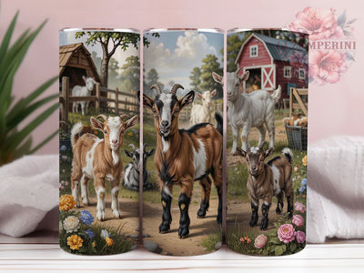Baby Goat Farmhouse Tumbler, Cute Farm Animal Wrap, 20oz Sublimation Wrap, Rustic Goat Cup, Country Farmhouse Design, Playful Goat Art, Boho Animal Tumbler Sublimation Li Zamperini 