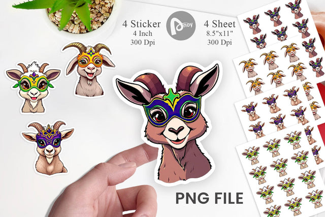 Baby Goat Mardi Gras Sticker Sublimation artnoy 