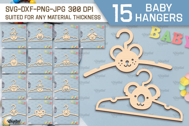 Baby Hangers Laser Cut Bundle. Kids Clothes Hangers SVG SVG Evgenyia Guschina 