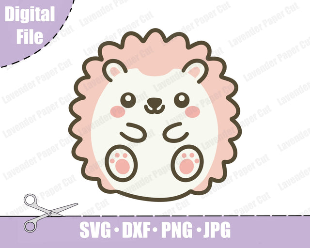 Baby Hedgehog SVG PNG File, Cute Hedgehog Clipart Cut File for Cricut and Silhouette, Woodland Animal Theme, Kids Crafts, Baby Shower SVG Lavender Paper Cut 