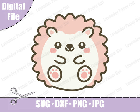 Baby Hedgehog SVG PNG File, Cute Hedgehog Clipart Cut File for Cricut and Silhouette, Woodland Animal Theme, Kids Crafts, Baby Shower SVG Lavender Paper Cut 