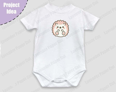 Baby Hedgehog SVG PNG File, Cute Hedgehog Clipart Cut File for Cricut and Silhouette, Woodland Animal Theme, Kids Crafts, Baby Shower SVG Lavender Paper Cut 