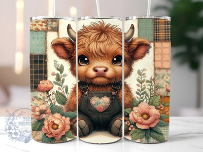 Baby Highland Cow 20oz Skinny Tumbler, Loves Highland Cows Tumbler Png, Straight & Tapered Tumbler Wrap, Instant Digital Download Sublimation ToriDesigns 