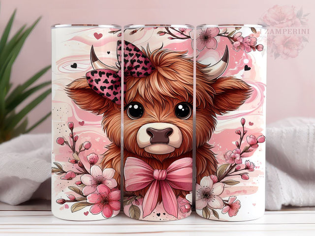 Baby Highland Cow 20oz Tumbler Wrap PNG, Highland Cow Tumbler Png, Straight & Tapered Tumbler Wrap, Instant Digital Download Sublimation Li Zamperini 