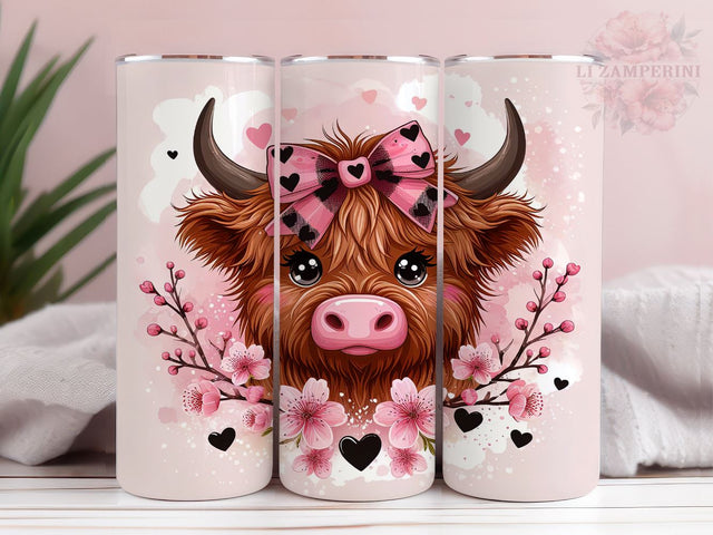 Baby Highland Cow 20oz Tumbler Wrap PNG, Highland Cow Tumbler Png, Straight & Tapered Tumbler Wrap, Instant Digital Download Sublimation Li Zamperini 