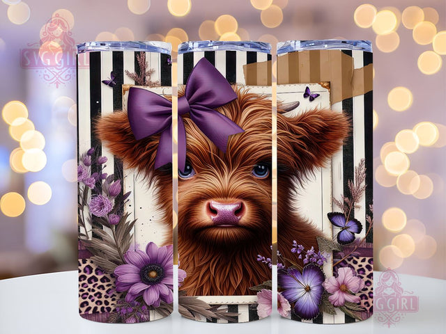 Baby Highland Cow 20oz Tumbler Wrap Sublimation Design, Straight Tapered Tumbler Wrap, Highland Cow Tumbler Png, Instant Digital Download Sublimation SvggirlplusArt 
