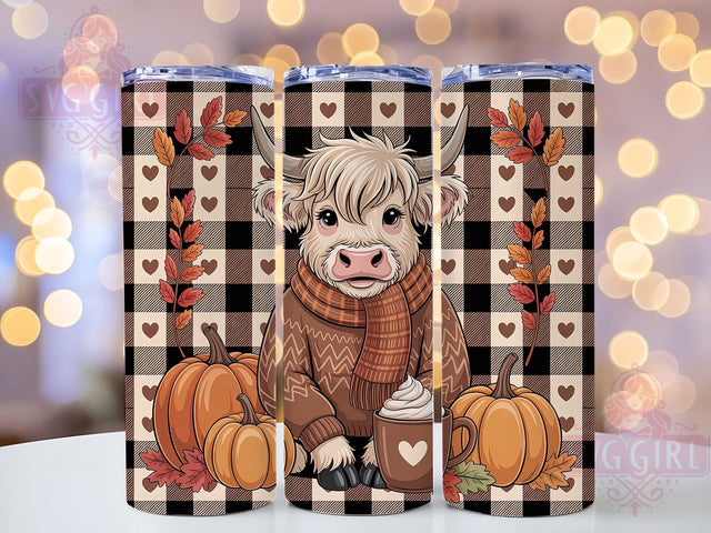 Baby Highland Cow Autumn Fall Tumbler, Fall Farm Animal Cup, Autumn Cow Wrap, 20Oz Sublimation Design, Rustic Country Drinkware, Cute Calf Tumbler, Cozy Fall Mug Sublimation SvggirlplusArt 
