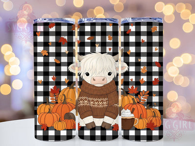 Baby Highland Cow Autumn Fall Tumbler, Fall Farm Animal Cup, Autumn Cow Wrap, 20Oz Sublimation Design, Rustic Country Drinkware, Cute Calf Tumbler, Cozy Fall Mug Sublimation SvggirlplusArt 
