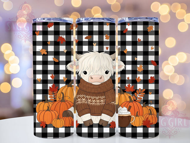 Baby Highland Cow Autumn Fall Tumbler, Fall Farm Animal Cup, Autumn Cow Wrap, 20Oz Sublimation Design, Rustic Country Drinkware, Cute Calf Tumbler, Cozy Fall Mug Sublimation SvggirlplusArt 