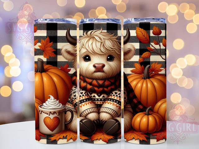 Baby Highland Cow Autumn Fall Tumbler, Fall Farm Animal Cup, Autumn Cow Wrap, 20Oz Sublimation Design, Rustic Country Drinkware, Cute Calf Tumbler, Cozy Fall Mug Sublimation SvggirlplusArt 