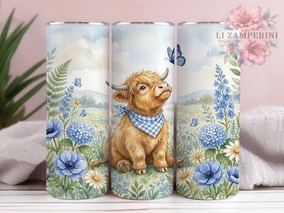 Baby Highland Cow Blue 20oz Tumbler, Baby Highland Cow, Highland Cow Blue, Blue Highland Cow, Highland Cow Tumbler, 20oz Tumbler, Cute Highland Cow, Tumbler Wrap Sublimation Li Zamperini 