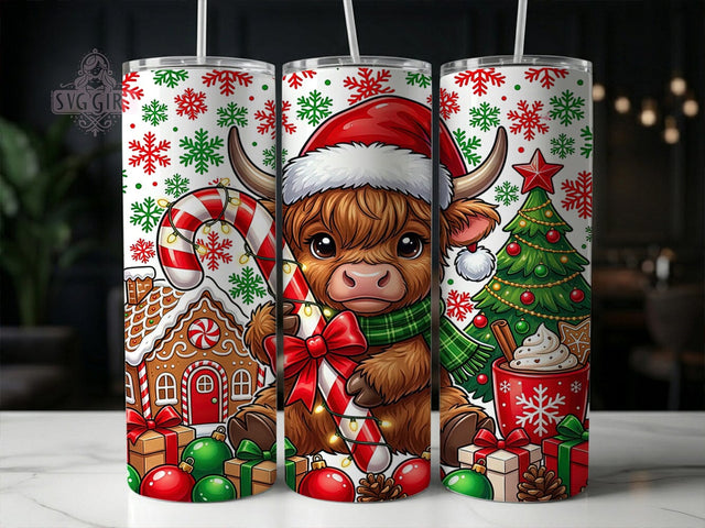 Baby Highland Cow Christmas 20oz Tumbler, Baby Highland Cow, Highland Cow Christmas, Christmas Highland Cow, Highland Cow Tumbler, 20oz Tumbler, Christmas Cow, Tumbler Wrap Sublimation SvggirlplusArt 