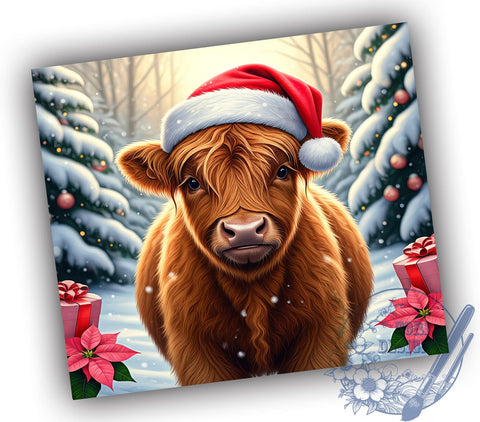 Baby Highland Cow Christmas Cute Farm Festive Winter Tumbler Wrap, Christmas Cow Wrap, 20oz Holiday Drinkware, Cute Cow Design, Farm Animal Gifts, Festive Tumbler, Winter Sublimation Sublimation ToriDesigns 