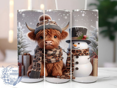 Baby Highland Cow Christmas Tumbler, Festive Cow Wrap, 20oz Tumbler Sublimation, Cute Farm Animal Holiday Design, Rustic Country Christmas Sublimation, Cozy Winter Cow Tumbler, Mooey Christmas Wrap Sublimation ToriDesigns 