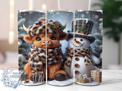 Baby Highland Cow Christmas Tumbler, Festive Cow Wrap, 20oz Tumbler Sublimation, Cute Farm Animal Holiday Design, Rustic Country Christmas Sublimation, Cozy Winter Cow Tumbler, Mooey Christmas Wrap Sublimation ToriDesigns 