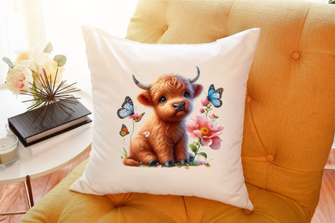 Baby Highland Cow Clipart - Kawaii Png Sublimation designartist 