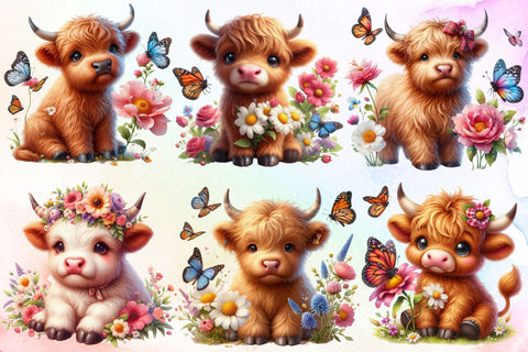 Baby Highland Cow Clipart - Kawaii Png Sublimation designartist 