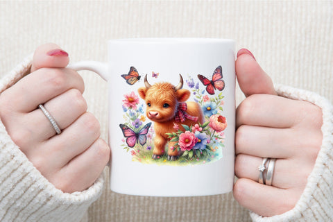 Baby Highland Cow Clipart - Kawaii Png Sublimation designartist 