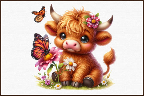 Baby Highland Cow Clipart - Kawaii Png Sublimation designartist 