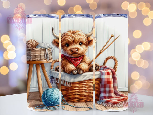 Baby Highland Cow Crochet 20oz Tumbler Wrap Sublimation Design, Straight Tapered Tumbler Wrap, Highland Cow Tumbler Png, Instant Digital Download Sublimation SvggirlplusArt 