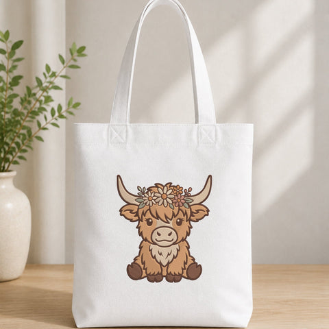 Baby Highland Cow Embroidery Design – Cute Floral Crown Highland Cow Machine Embroidery File, Farm Animal Design Embroidery/Applique DESIGNS PatternFeed8 