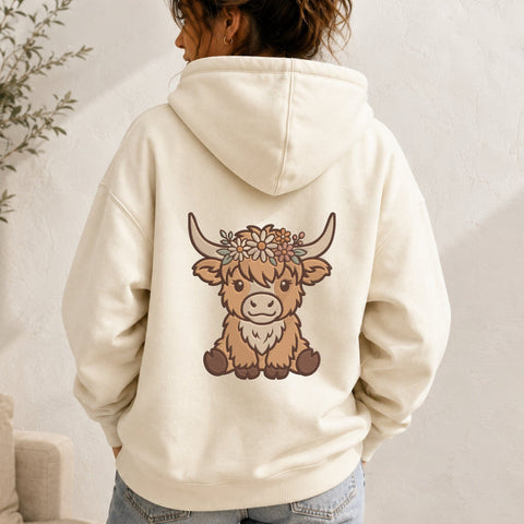 Baby Highland Cow Embroidery Design – Cute Floral Crown Highland Cow Machine Embroidery File, Farm Animal Design Embroidery/Applique DESIGNS PatternFeed8 