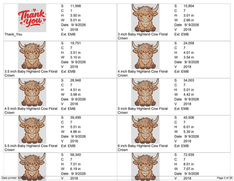 Baby Highland Cow Embroidery Design – Cute Floral Crown Highland Cow Machine Embroidery File, Farm Animal Design Embroidery/Applique DESIGNS PatternFeed8 
