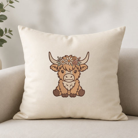 Baby Highland Cow Embroidery Design – Cute Floral Crown Highland Cow Machine Embroidery File, Farm Animal Design Embroidery/Applique DESIGNS PatternFeed8 