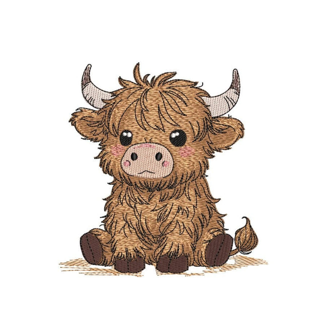 Baby Highland Cow Embroidery Design, Farm Animal Embroidery File, 3 Sizes, Instant Download Embroidery/Applique DESIGNS Nino Nadaraia 