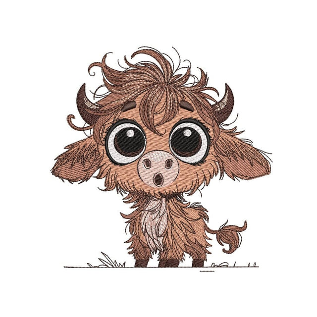 Baby Highland Cow Embroidery Design, Farm Animal Embroidery File, 3 Sizes, Instant Download Embroidery/Applique DESIGNS Nino Nadaraia 