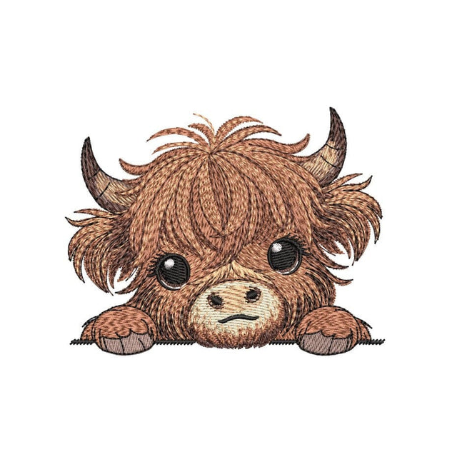 Baby Highland Cow Embroidery Design, Farm Animal Embroidery File, 3 Sizes, Instant Download Embroidery/Applique DESIGNS Nino Nadaraia 