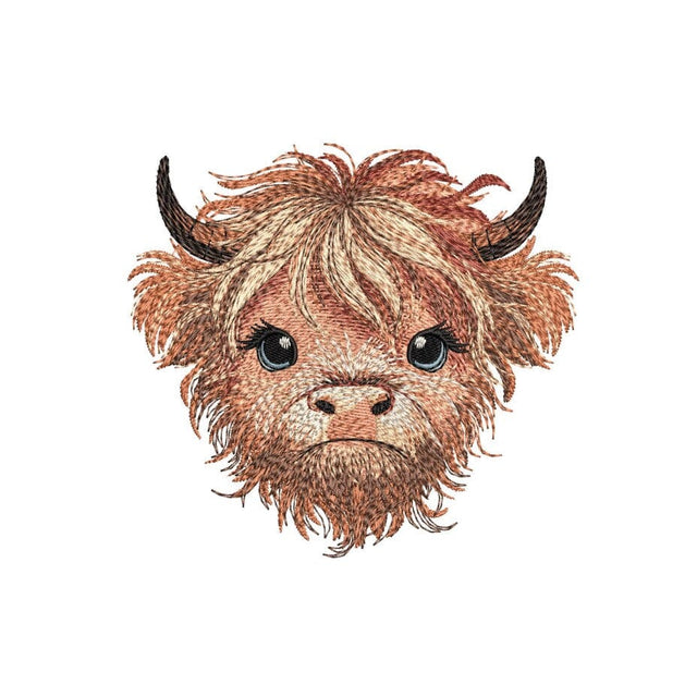 Baby Highland Cow Embroidery Design, Farm Animal Embroidery File, 3 Sizes, Instant Download Embroidery/Applique DESIGNS Nino Nadaraia 