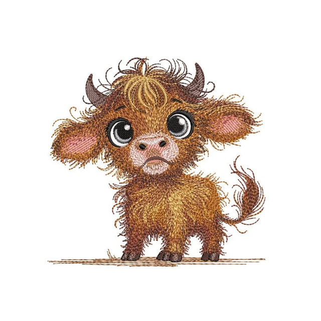 Baby Highland Cow Embroidery Design, Farm Animal Embroidery File, 3 Sizes, Instant Download Embroidery/Applique DESIGNS Nino Nadaraia 