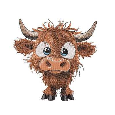 Baby Highland Cow Embroidery Design, Farm Animal Embroidery File, 3 Sizes, Instant Download Embroidery/Applique DESIGNS Nino Nadaraia 