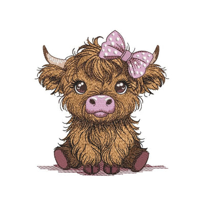 Baby Highland Cow Embroidery Design, Farm Animal Embroidery File, 3 Sizes, Instant Download Embroidery/Applique DESIGNS Nino Nadaraia 