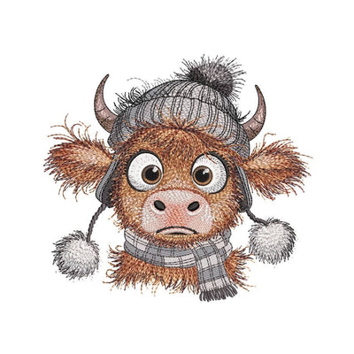 Baby Highland Cow Embroidery Design, Farm Animal Embroidery File, 3 Sizes, Instant Download Embroidery/Applique DESIGNS Nino Nadaraia 