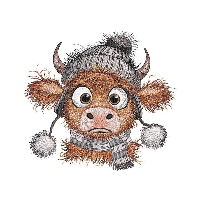 Baby Highland Cow Embroidery Design, Farm Animal Embroidery File, 3 Sizes, Instant Download Embroidery/Applique DESIGNS Nino Nadaraia 